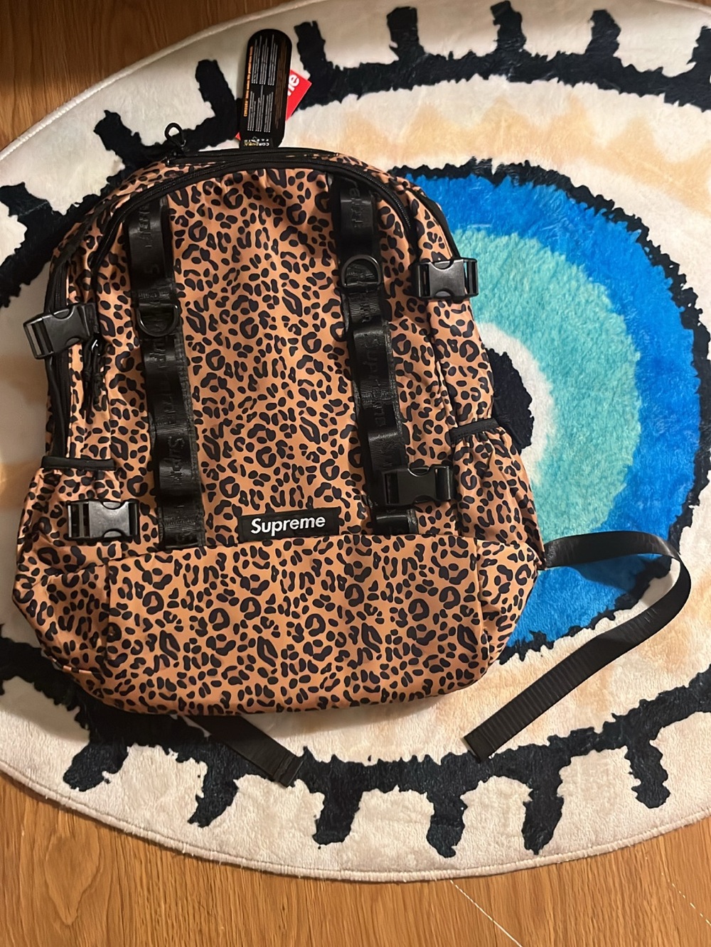 Supreme Leopard Print Backpack in Brown and Black
